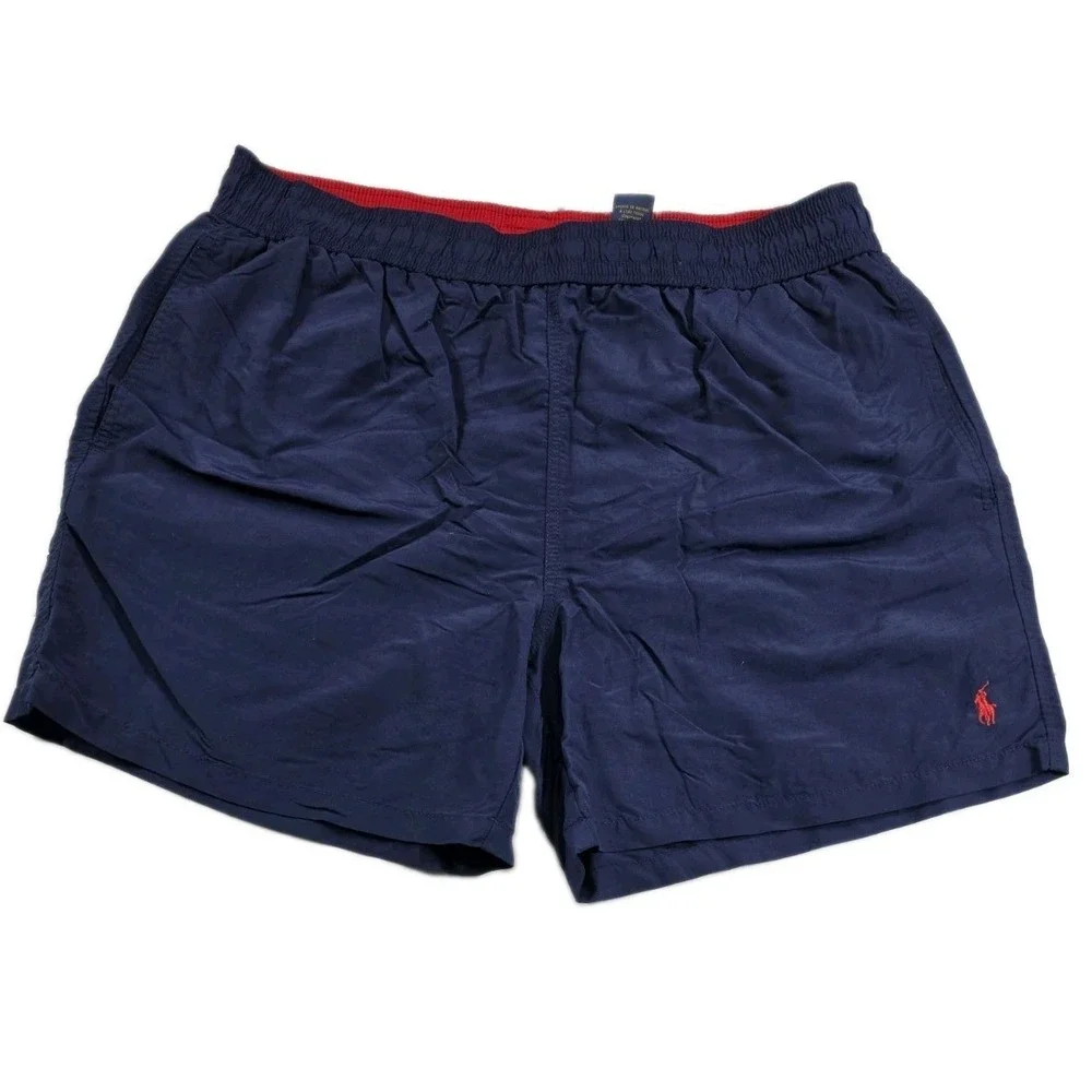 Polo Ralph Lauren Men's Size XL Swim Shorts Trunks Navy Nylon Mesh Lined Logo